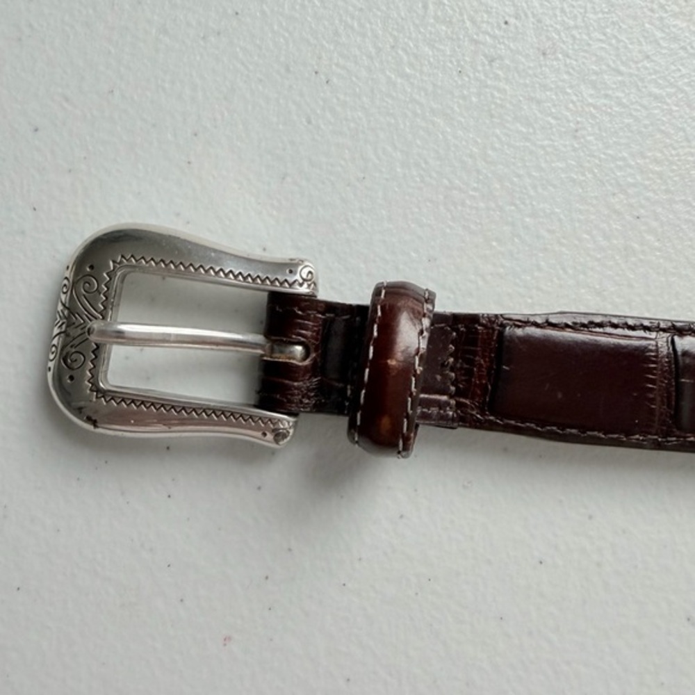 Multicolor Segmented Belt Black Brown Tan Red Alligator Silver Hardware 30 - Picture 7 of 10